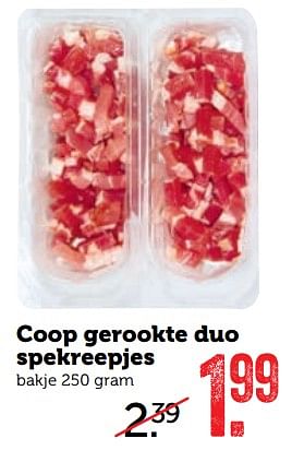 Aanbiedingen Coop gerookte duo spekreepjes - Huismerk - Coop - Geldig van 25/09/2017 tot 01/10/2017 bij Coop