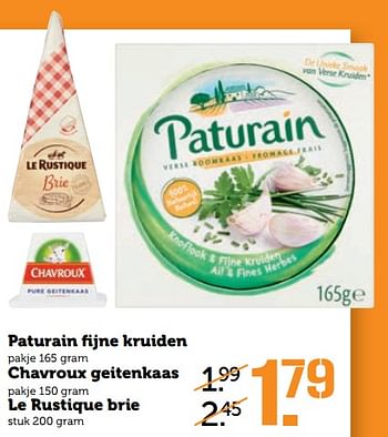 Aanbiedingen Paturain fijne kruiden chavroux geitenkaas le rustique brie - Paturain - Geldig van 25/09/2017 tot 01/10/2017 bij Coop