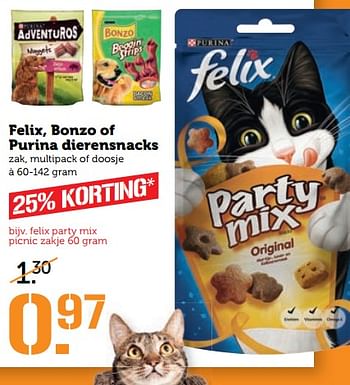 Aanbiedingen Felix, bonzo of purina dierensnacks - Huismerk - Coop - Geldig van 25/09/2017 tot 01/10/2017 bij Coop