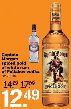 Aanbiedingen Captain morgan spiced gold of white rum of poliakov vodka - Huismerk - Coop - Geldig van 25/09/2017 tot 01/10/2017 bij Coop