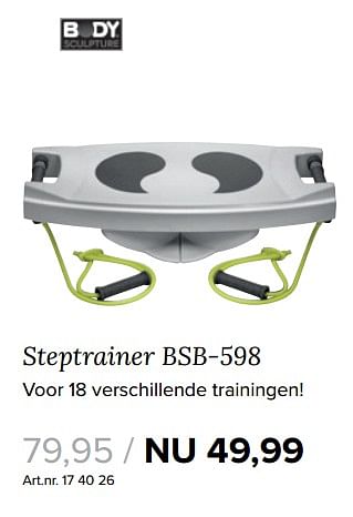 Aanbiedingen Steptrainer bsb-598 - Body Sculpture - Geldig van 25/09/2017 tot 08/10/2017 bij Kijkshop