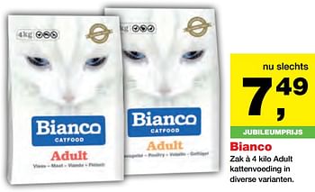 Aanbiedingen Bianco kattenvoeding in diverse varianten - Bianco - Geldig van 25/09/2017 tot 08/10/2017 bij Jumper