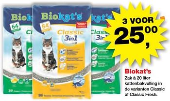 Aanbiedingen Biokat`s kattenbakvulling in de varianten classic of classic fresh - Bio kat`s - Geldig van 25/09/2017 tot 08/10/2017 bij Jumper