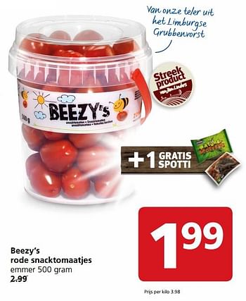 Aanbiedingen Beezy`s rode snacktomaatjes - Beezyâ€™s - Geldig van 25/09/2017 tot 01/10/2017 bij Jan Linders