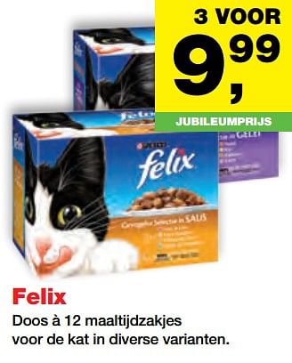 Aanbiedingen Felix doos à 12 maaltijdzakjes voor de kat in diverse varianten - Purina - Geldig van 25/09/2017 tot 08/10/2017 bij Jumper