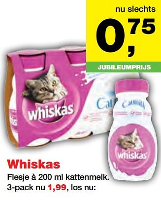 Aanbiedingen Whiskas kattenmelk - Whiskas - Geldig van 25/09/2017 tot 08/10/2017 bij Jumper