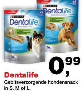 Aanbiedingen Dentalife gebitsverzorgende hondensnack in s, m of l - Purina - Geldig van 25/09/2017 tot 08/10/2017 bij Jumper
