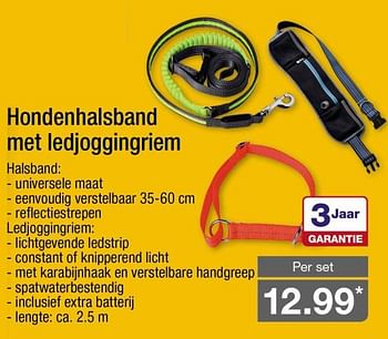 Aanbiedingen Hondenhalsband met ledjoggingriem - Huismerk - Aldi - Geldig van 25/09/2017 tot 01/10/2017 bij Aldi