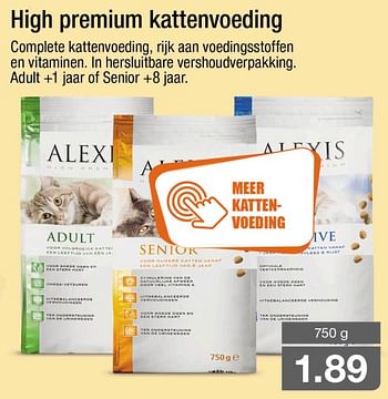 Aanbiedingen High premium kattenvoeding - Alexis - Geldig van 25/09/2017 tot 01/10/2017 bij Aldi