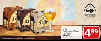 Aanbiedingen Leffe tripel, bruin of blond tray - Leffe - Geldig van 25/09/2017 tot 01/10/2017 bij Jan Linders