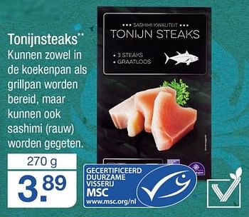 Aanbiedingen Tonijnsteaks - Huismerk - Aldi - Geldig van 25/09/2017 tot 01/10/2017 bij Aldi