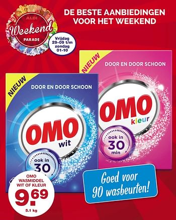 Aanbiedingen Omo wasmiddel wit of kleur - Omo - Geldig van 25/09/2017 tot 01/10/2017 bij Aldi