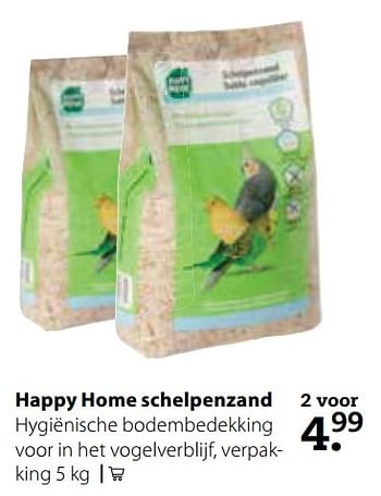 Aanbiedingen Happy home schelpenzand - Happy Home - Geldig van 25/09/2017 tot 08/10/2017 bij Pets Place