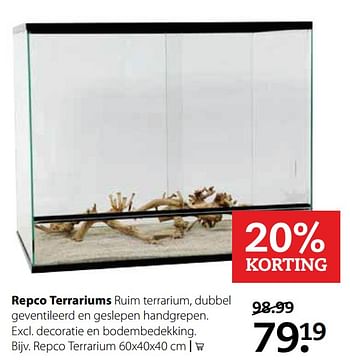 Aanbiedingen Repco terrariums - Huismerk - Pets Place - Geldig van 25/09/2017 tot 08/10/2017 bij Pets Place