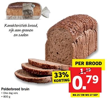 Aanbiedingen Polderbrood bruin - Huismerk - Lidl - Geldig van 25/09/2017 tot 30/09/2017 bij Lidl