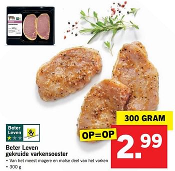 Aanbiedingen Beter leven gekruide varkensoester - Huismerk - Lidl - Geldig van 25/09/2017 tot 30/09/2017 bij Lidl