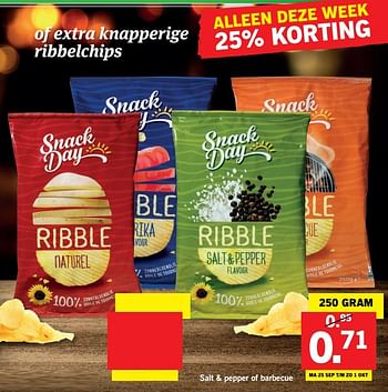Aanbiedingen Salt + pepper of barbecue - Snack Day - Geldig van 25/09/2017 tot 30/09/2017 bij Lidl
