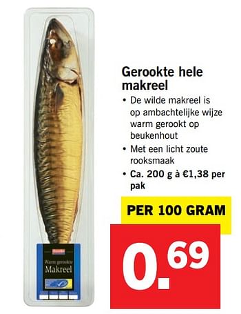 Aanbiedingen Gerookte hele makreel - Huismerk - Lidl - Geldig van 25/09/2017 tot 30/09/2017 bij Lidl