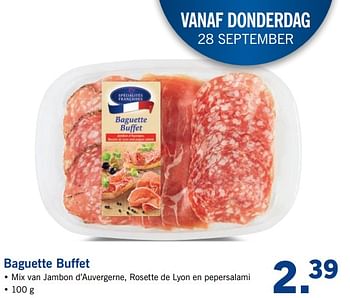 Aanbiedingen Baguette buffet - Specialites Francaises - Geldig van 25/09/2017 tot 30/09/2017 bij Lidl