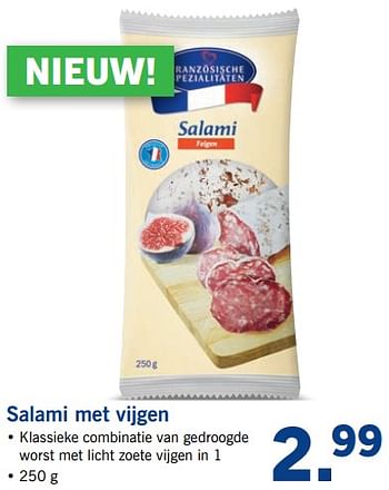Aanbiedingen Salami met vijgen - Specialites Francaises - Geldig van 25/09/2017 tot 30/09/2017 bij Lidl