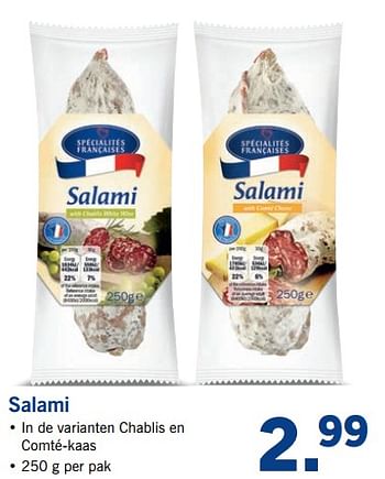Aanbiedingen Salami - Specialites Francaises - Geldig van 25/09/2017 tot 30/09/2017 bij Lidl