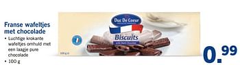 Aanbiedingen Franse wafeltjes met chocolade - Duc De Coeur - Geldig van 25/09/2017 tot 30/09/2017 bij Lidl