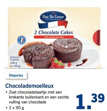 Aanbiedingen Chocolademoelleux - Duc De Coeur - Geldig van 25/09/2017 tot 30/09/2017 bij Lidl