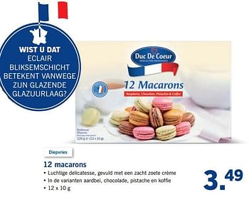 Aanbiedingen 12 macarons - Duc De Coeur - Geldig van 25/09/2017 tot 30/09/2017 bij Lidl