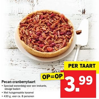 Aanbiedingen Pecan-cranberrytaart - Huismerk - Lidl - Geldig van 25/09/2017 tot 30/09/2017 bij Lidl