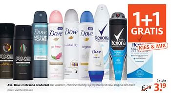 Aanbiedingen Dove original deo roller m.u.v. voordeelpakken - Dove - Geldig van 25/09/2017 tot 08/10/2017 bij Etos
