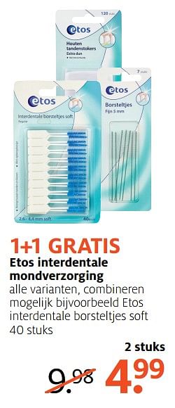 Aanbiedingen Etos interdentale borsteltjes soft - Huismerk - Etos - Geldig van 25/09/2017 tot 08/10/2017 bij Etos