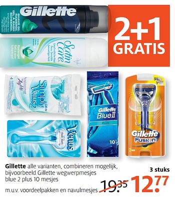 Aanbiedingen Gillette wegwerpmesjes blue 2 plus - Gillette - Geldig van 25/09/2017 tot 08/10/2017 bij Etos