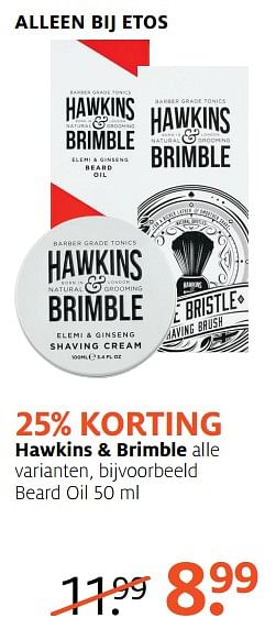 Aanbiedingen Beard oil - Hawkins &amp; Brimble - Geldig van 25/09/2017 tot 08/10/2017 bij Etos