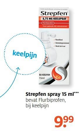 Aanbiedingen Strepfen spray bevat flurbiprofen - Strepfen - Geldig van 25/09/2017 tot 08/10/2017 bij Etos