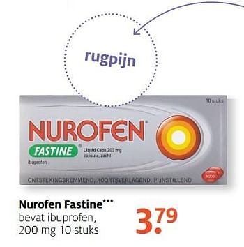Aanbiedingen Nurofen fastine bevat ibuprofen - Nurofen - Geldig van 25/09/2017 tot 08/10/2017 bij Etos