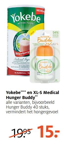 Aanbiedingen Hunger buddy, vermindert het hongergevoel - Yokebe - Geldig van 25/09/2017 tot 08/10/2017 bij Etos