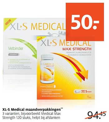 Aanbiedingen Xl-s medical maandverpakkingen - XL-S Medical - Geldig van 25/09/2017 tot 08/10/2017 bij Etos