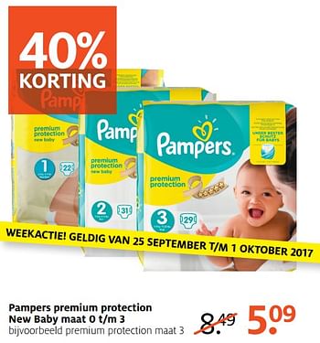 Aanbiedingen Premium protection maat 3 - Pampers - Geldig van 25/09/2017 tot 08/10/2017 bij Etos