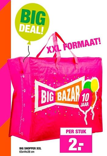 Aanbiedingen Big shopper xxl - Huismerk - Big Bazar - Geldig van 25/09/2017 tot 08/10/2017 bij Big Bazar