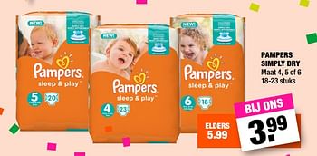 Aanbiedingen Pampers simply dry - Pampers - Geldig van 25/09/2017 tot 08/10/2017 bij Big Bazar