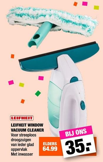 Aanbiedingen Leifheit window vacuum cleaner - Leifheit - Geldig van 25/09/2017 tot 08/10/2017 bij Big Bazar