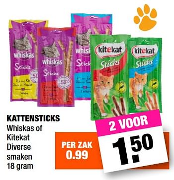 Aanbiedingen Kattensticks whiskas of kitekat - Huismerk - Big Bazar - Geldig van 25/09/2017 tot 08/10/2017 bij Big Bazar