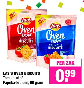 Aanbiedingen Lay`s oven biscuits tomaat-ui of paprika-kruiden - Lay's - Geldig van 25/09/2017 tot 08/10/2017 bij Big Bazar