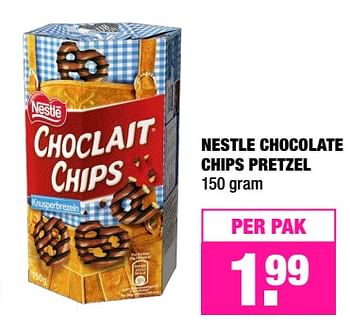 Aanbiedingen Nestle chocolate chips pretzel - Nestlé - Geldig van 25/09/2017 tot 08/10/2017 bij Big Bazar