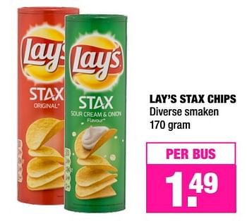Aanbiedingen Lay`s stax chips - Lay's - Geldig van 25/09/2017 tot 08/10/2017 bij Big Bazar