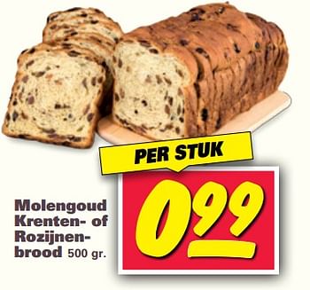 Aanbiedingen Molengoud krenten- of rozijnenbrood - Huismerk - Nettorama - Geldig van 25/09/2017 tot 01/10/2017 bij Nettorama