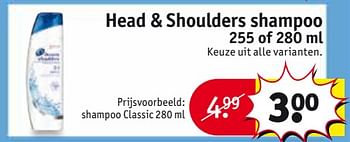 Aanbiedingen Shampoo classic - Head &amp; Shoulders - Geldig van 26/09/2017 tot 08/10/2017 bij Kruidvat