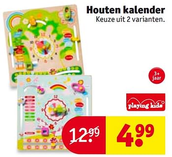 Aanbiedingen Houten kalender - Playing Kids - Geldig van 26/09/2017 tot 08/10/2017 bij Kruidvat