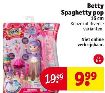 Aanbiedingen Betty spaghetty pop - Betty Spaghetty - Geldig van 26/09/2017 tot 08/10/2017 bij Kruidvat