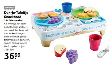 Aanbiedingen Dek-je-tafeltje snackbord - Fisher-Price - Geldig van 25/09/2017 tot 10/12/2017 bij Intertoys